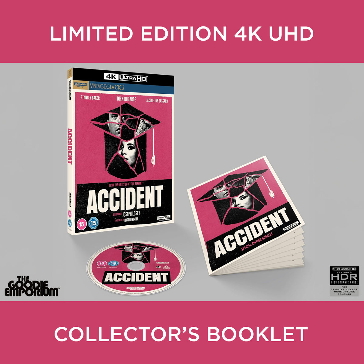 Accident 4K Ultra HD Blu-ray 1967 Studio Canal Joseph Losey Dirk Bogarde Stanley Baker Jacqueline Sassard