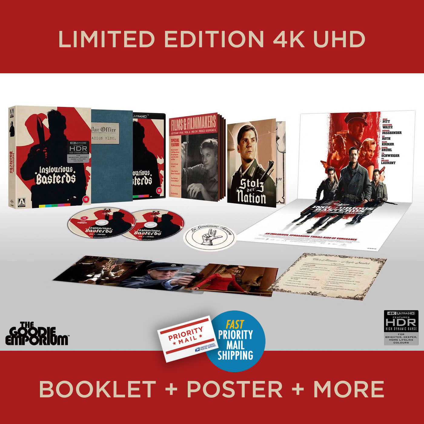Inglourious Basterds UHD 4K Arrow Ultra HD Blu-ray Bastards Quentin Tarantino