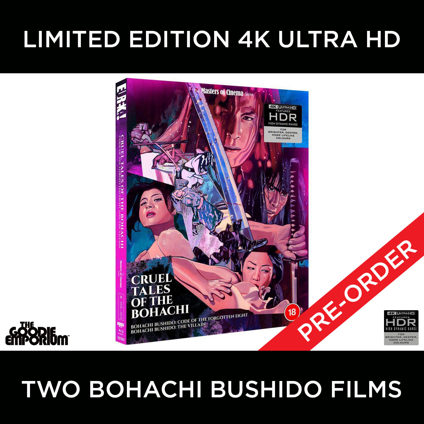 Cruel Tales Of The Bohachi 4K Ultra HD UHD Blu-ray Eureka Code of the Forgotten Eight Bohachi Bushido The Villain.