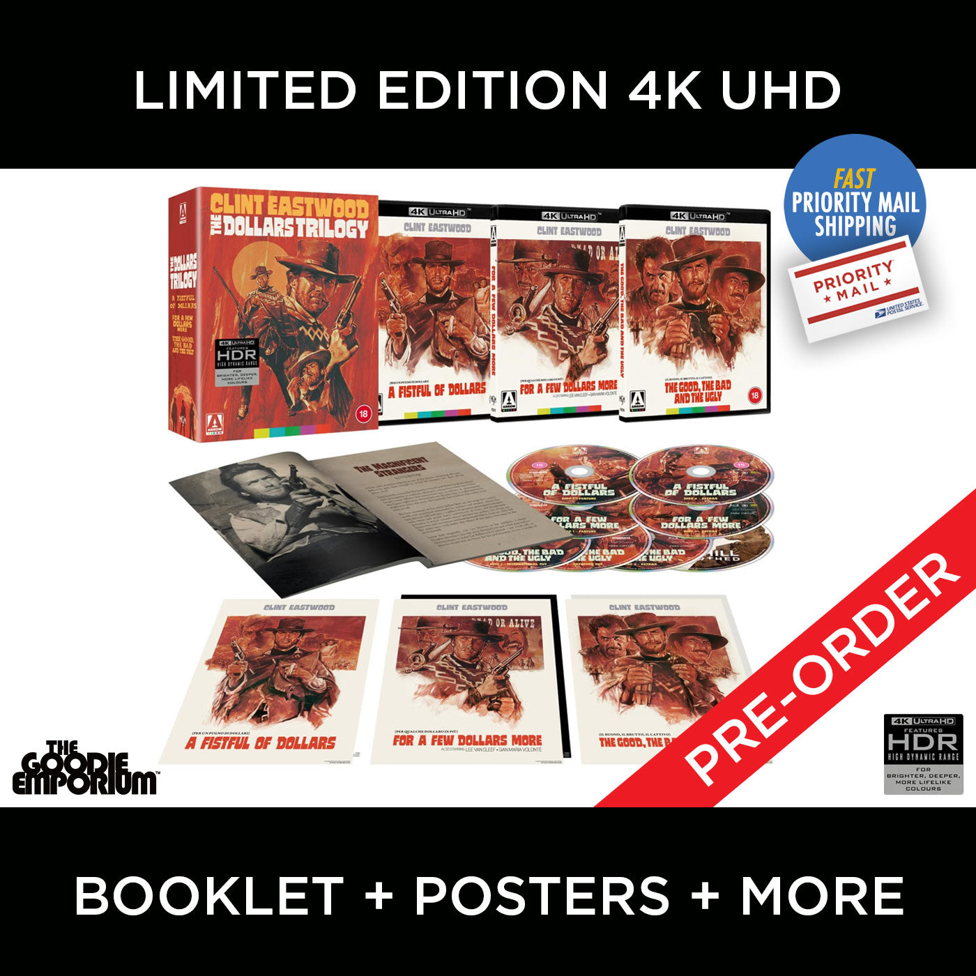 Dollars Trilogy 4K Ultra HD Blu-ray Arrow Fistful Few More The Good, The Bad and The Ugly