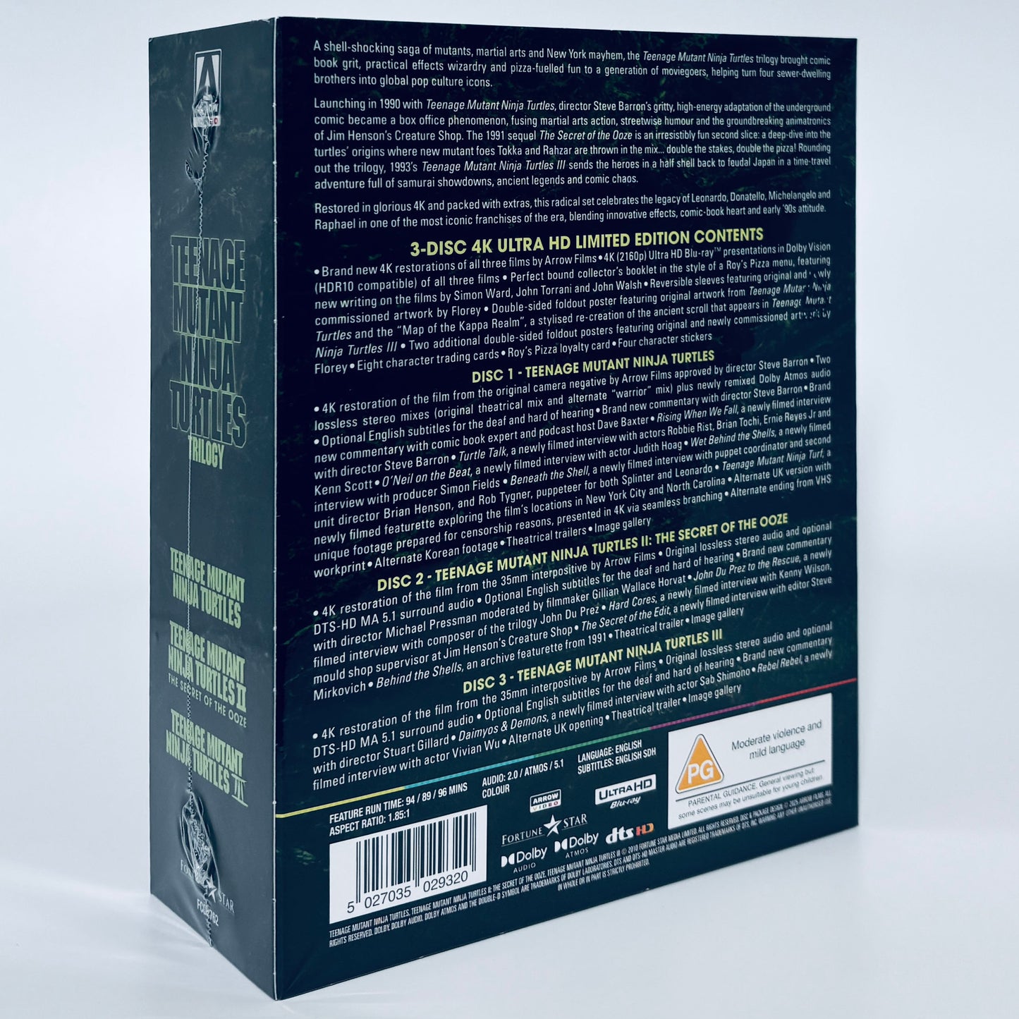 Teenage Mutant Ninja Turtles 4K Ultra HD Blu-ray Trilogy Arrow II III 2 3 TMNT