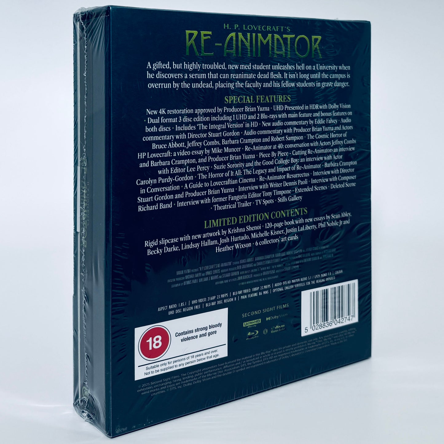 Re-Animator 4K Ultra HD 1985 Reanimator Blu-ray UHD Second Sight Stuart Gordon