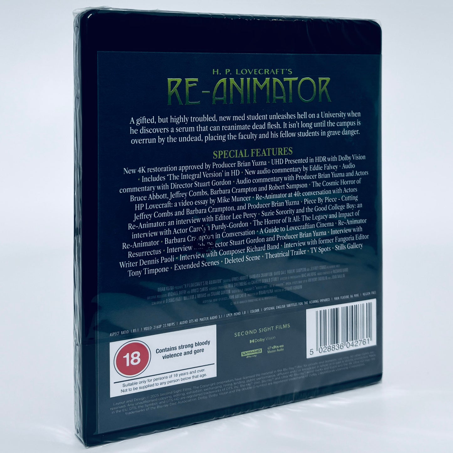 Re-Animator 4K Ultra HD 1985 Reanimator Blu-ray UHD Second Sight Stuart Gordon Standard