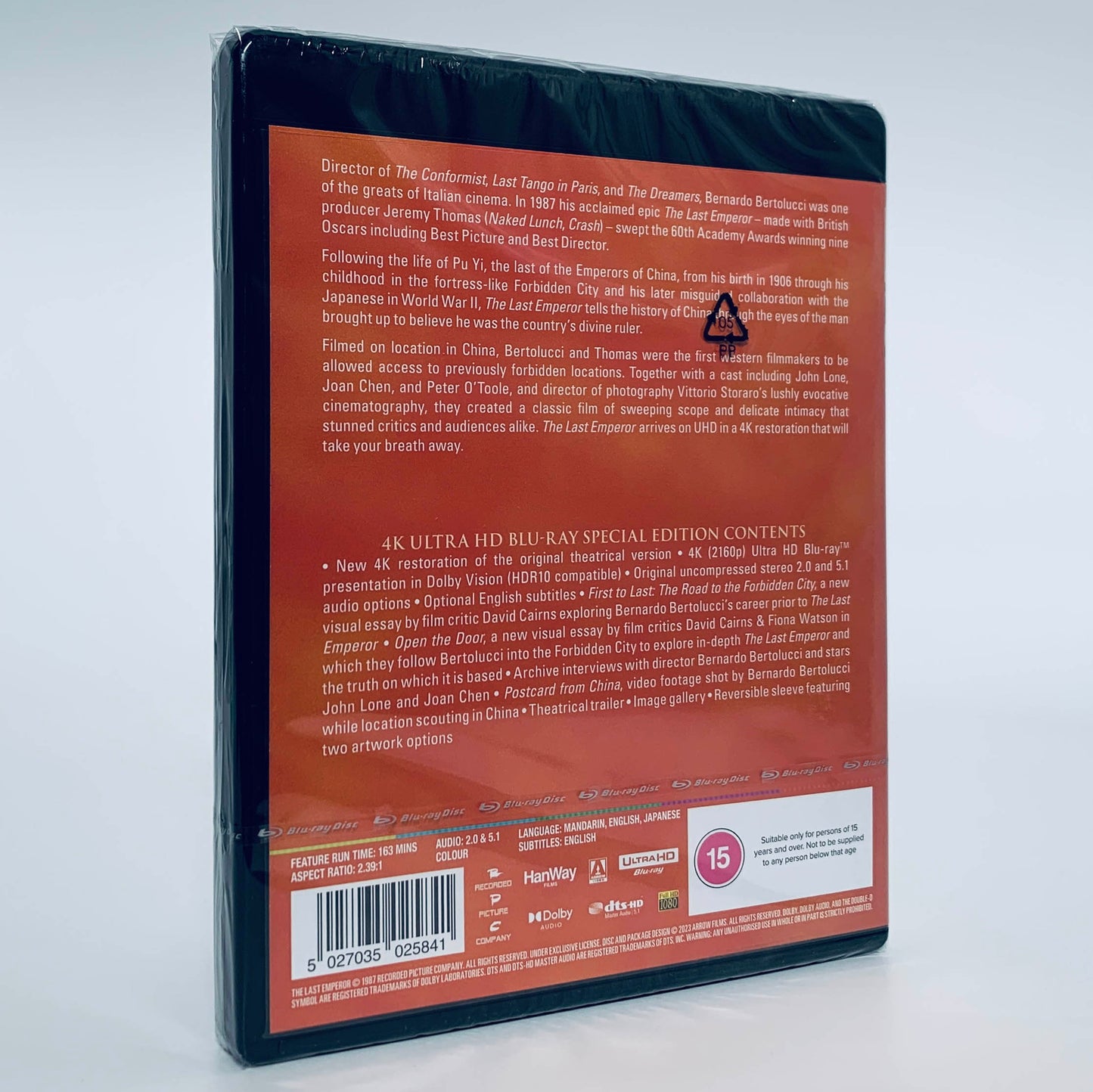 The Last Emperor 4K UHD Blu-ray Arrow Films UK Ultra HD Bernardo Bertolucci John Lone Standard