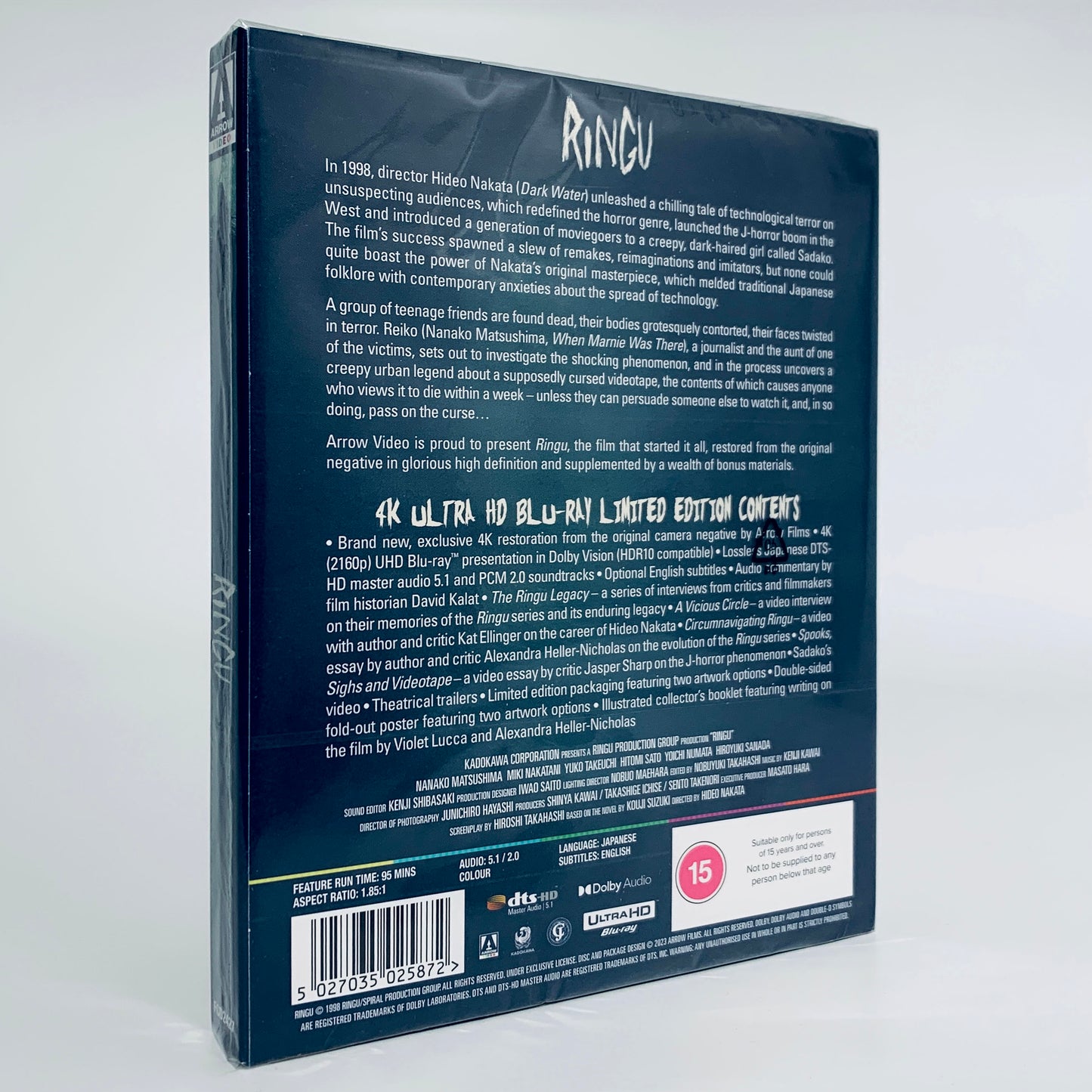 Ring Ringu Hideo Nakata Nanako Matsushima Hiroyuki Sanada UHD 4K Arrow Ultra HD Blu-ray