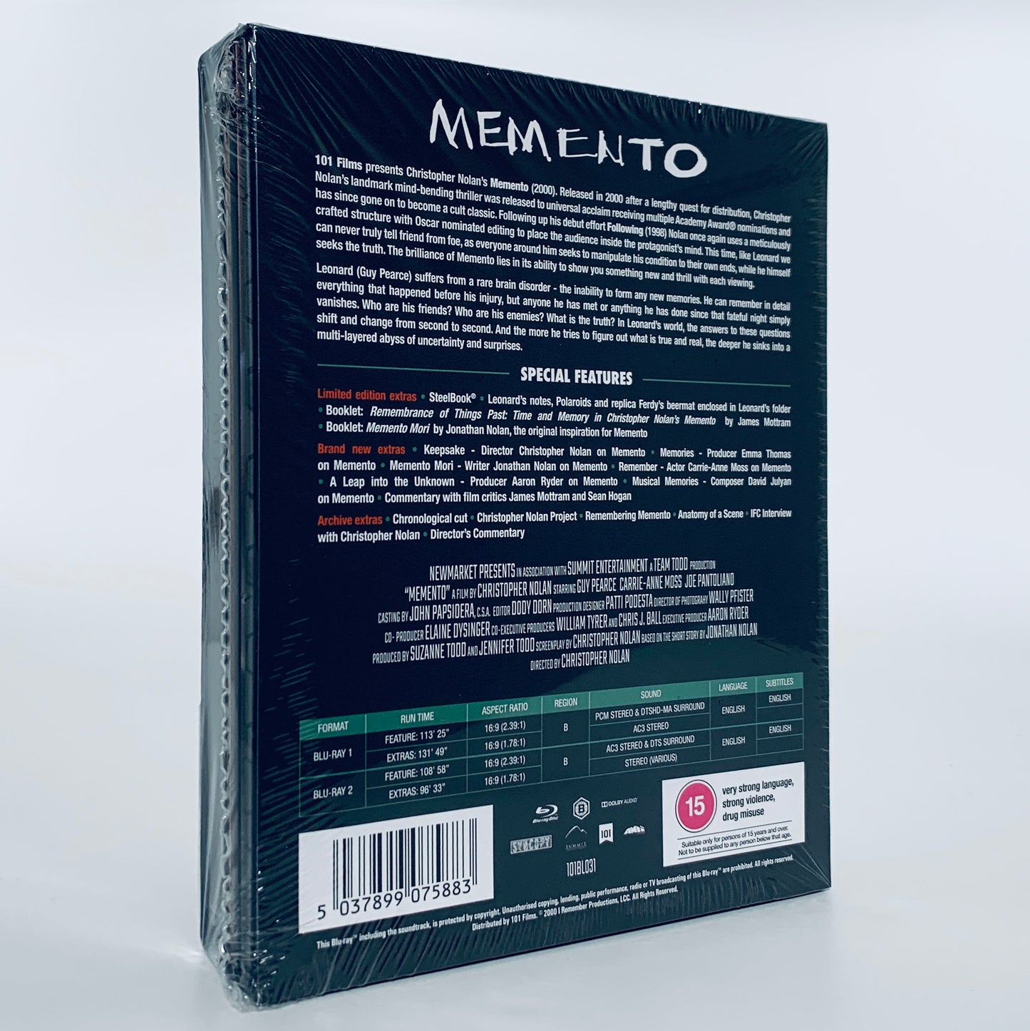 Memento Christopher Nolan Region B Blu-ray 101 Films Limited Edition