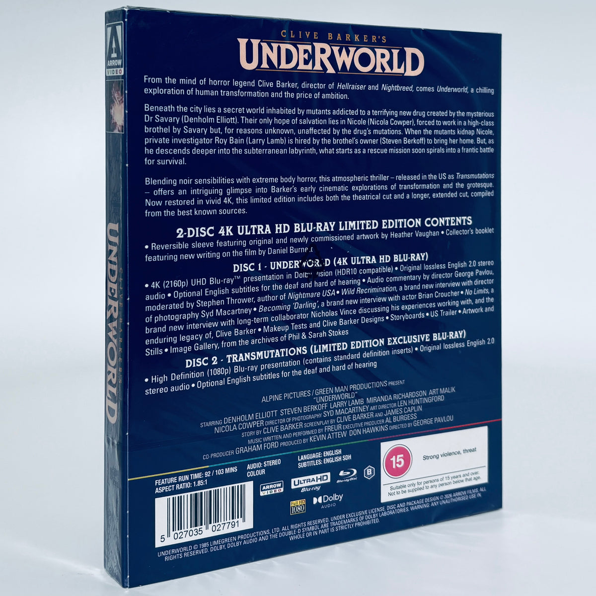 Underworld Transmutations 4K Ultra HD Blu-ray 1985 Arrow Clive Barker George Pavlou