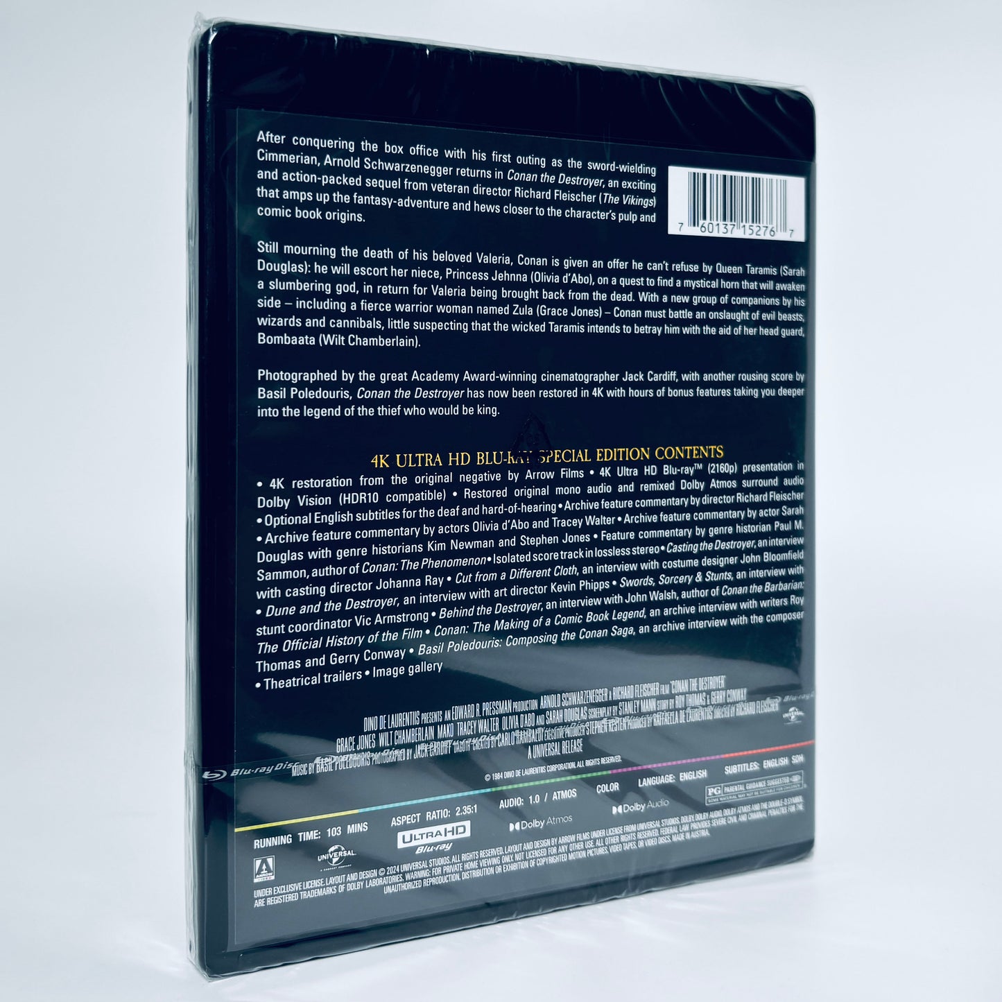 Conan the Destroyer 4K Ultra HD UHD 2 Arnold Schwarzenegger Arrow Films Blu-ray Standard