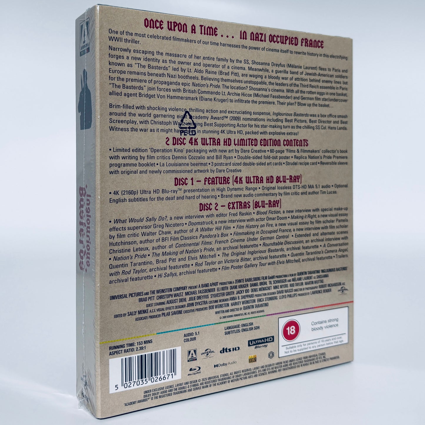 Inglourious Basterds UHD 4K Arrow Ultra HD Blu-ray Bastards Quentin Tarantino