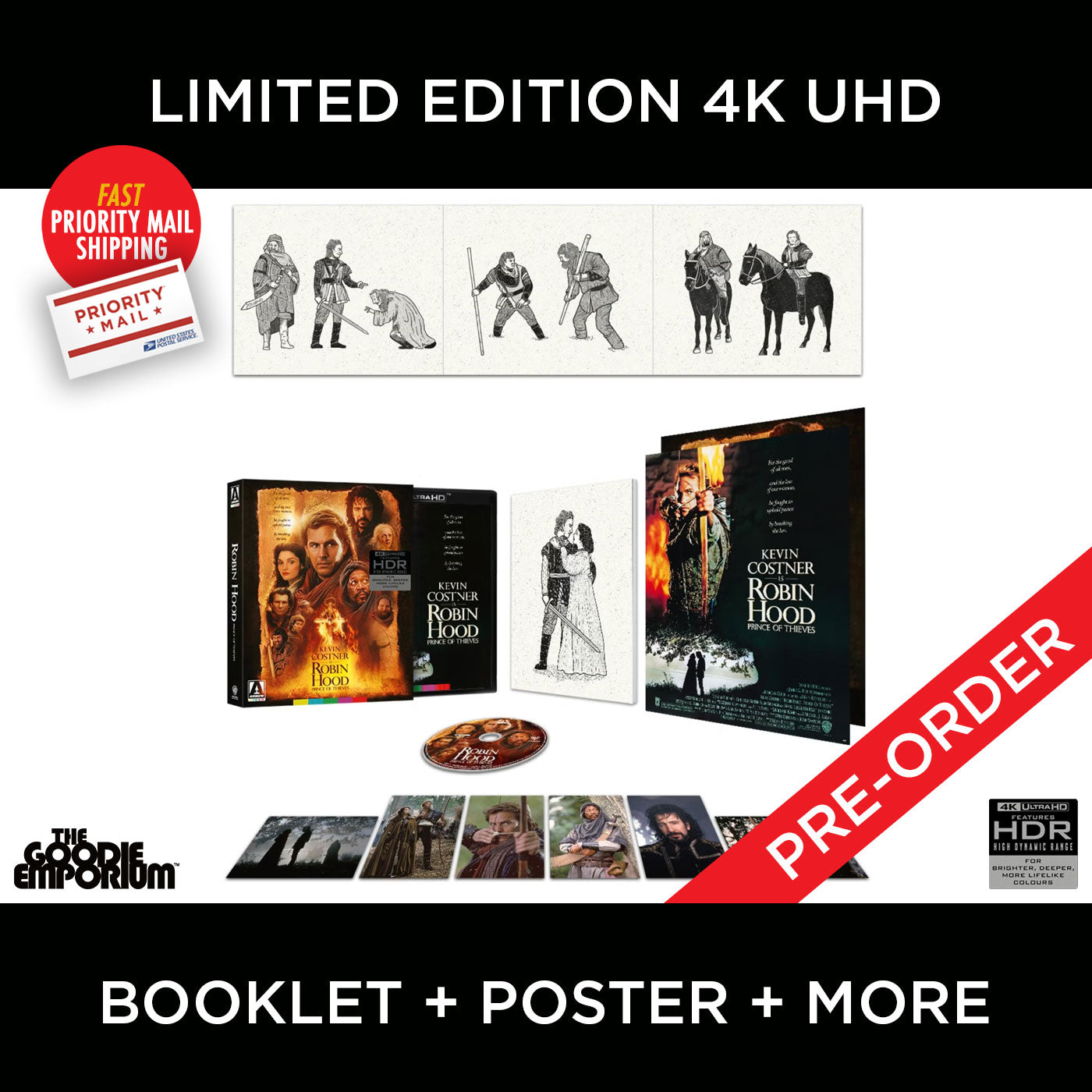 Robin Hood: Prince of Thieves 4K Ultra HD 1991 Kevin Costner Blu-ray Arrow