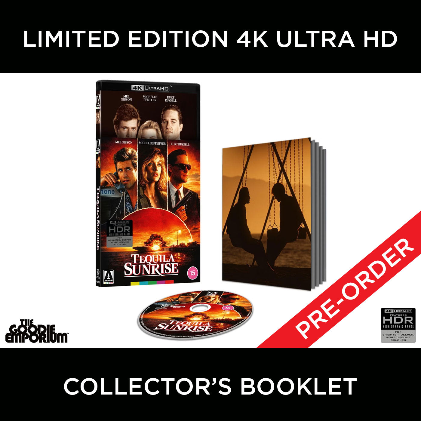 Tequila Sunrise 4K Ultra HD Blu-ray 1988 Arrow Mel Gibson Michelle Pfeiffer Kurt Russell