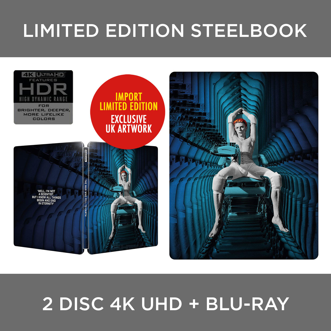 Man Who Fell to Earth David Bowie SteelBook Steel Book 4K Ultra HD Studio Canal