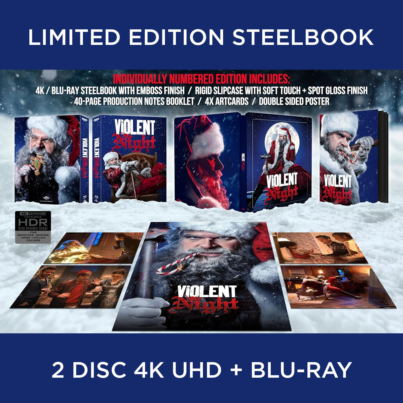 Violent Night David Harbour UHD 4K Limited Edition SteelBook Ultra HD Blu-ray
