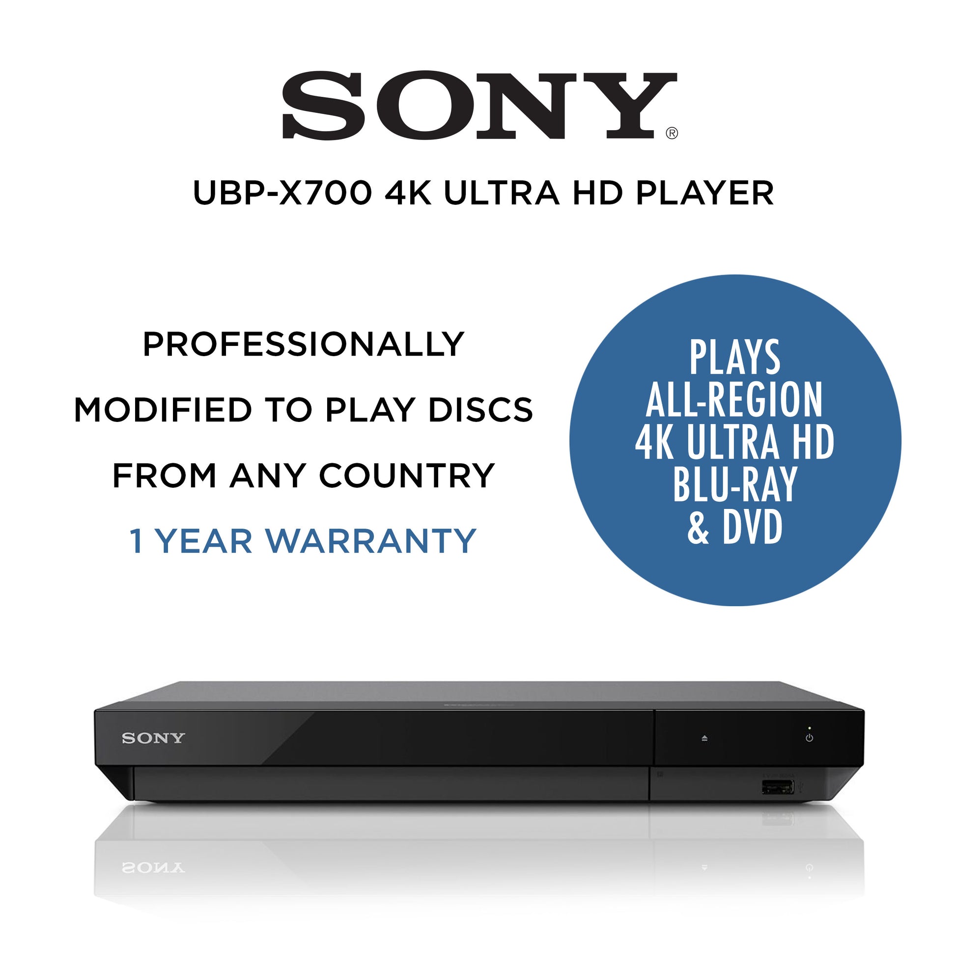Sony UBP-X700 4K Ultra HD Home Theater Streaming Blu-ray DVD Player with  Wi-Fi, 4K upscaling, HDR10, Hi Res Audio, Dolby Digital TrueHD /DTS, and  Dolby Vision 