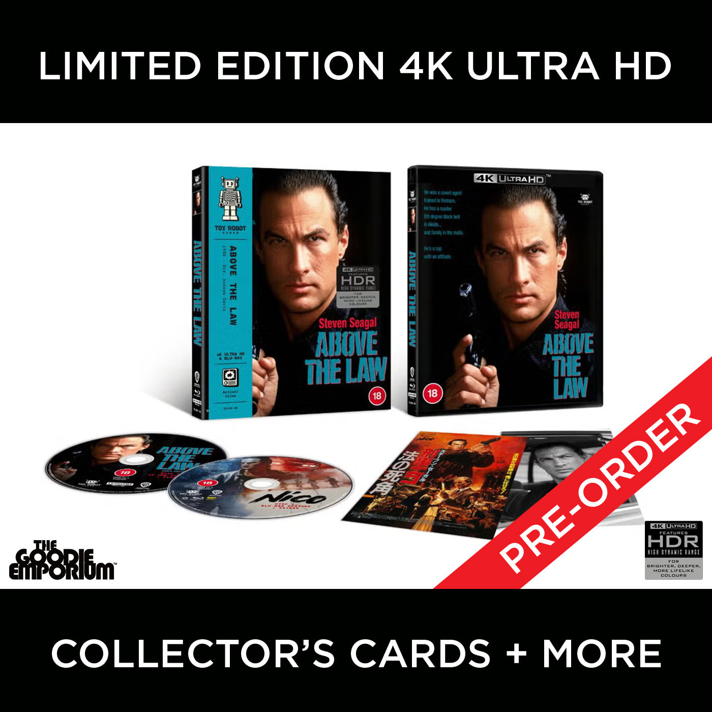 Above the Law 4K Ultra HD Blu-ray Steven Seagal Toy Robot Video Arrow
