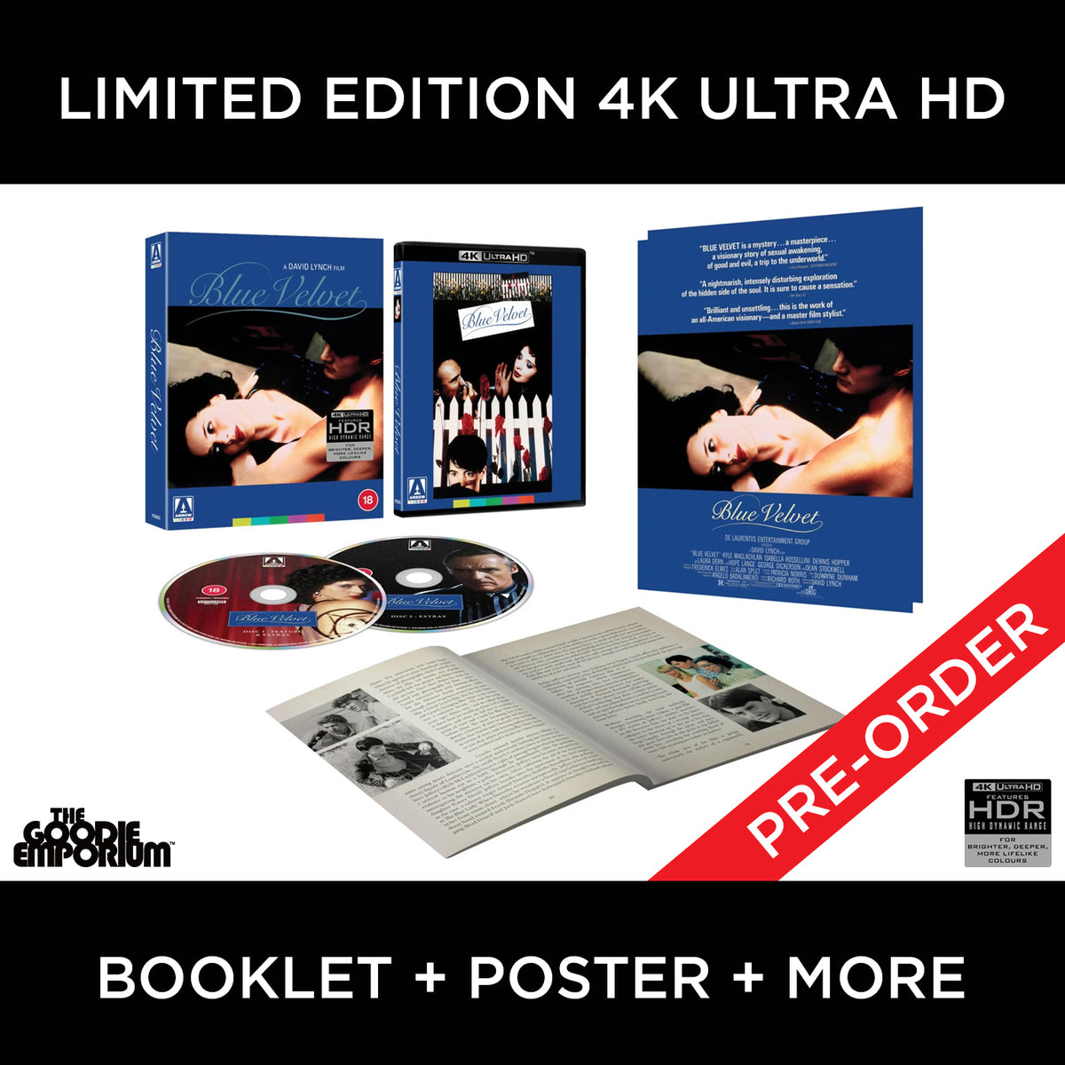 Blue Velvet 4K Ultra HD Blu-ray UHD 1986 Arrow David Lynch Kyle MacLachlan Isabella Rossellini
