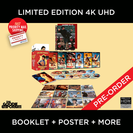 Jackie Chan's Breakout Hits! 4K Ultra HD Blu-ray Arrow Drunken Master II Rumble in the Bronx Thunderbolt Police Story 4 First Strike Mr Nice Guy Who Am I
