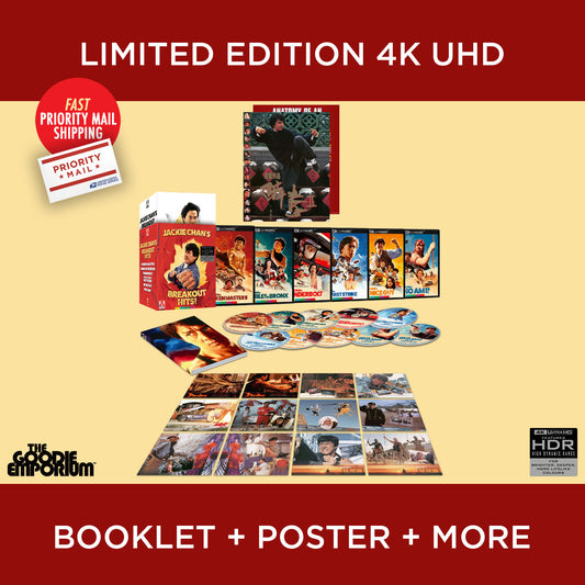 Jackie Chan's Breakout Hits! 4K Ultra HD Blu-ray Arrow Drunken Master II Rumble in the Bronx Thunderbolt Police Story 4 First Strike Mr Nice Guy Who Am I