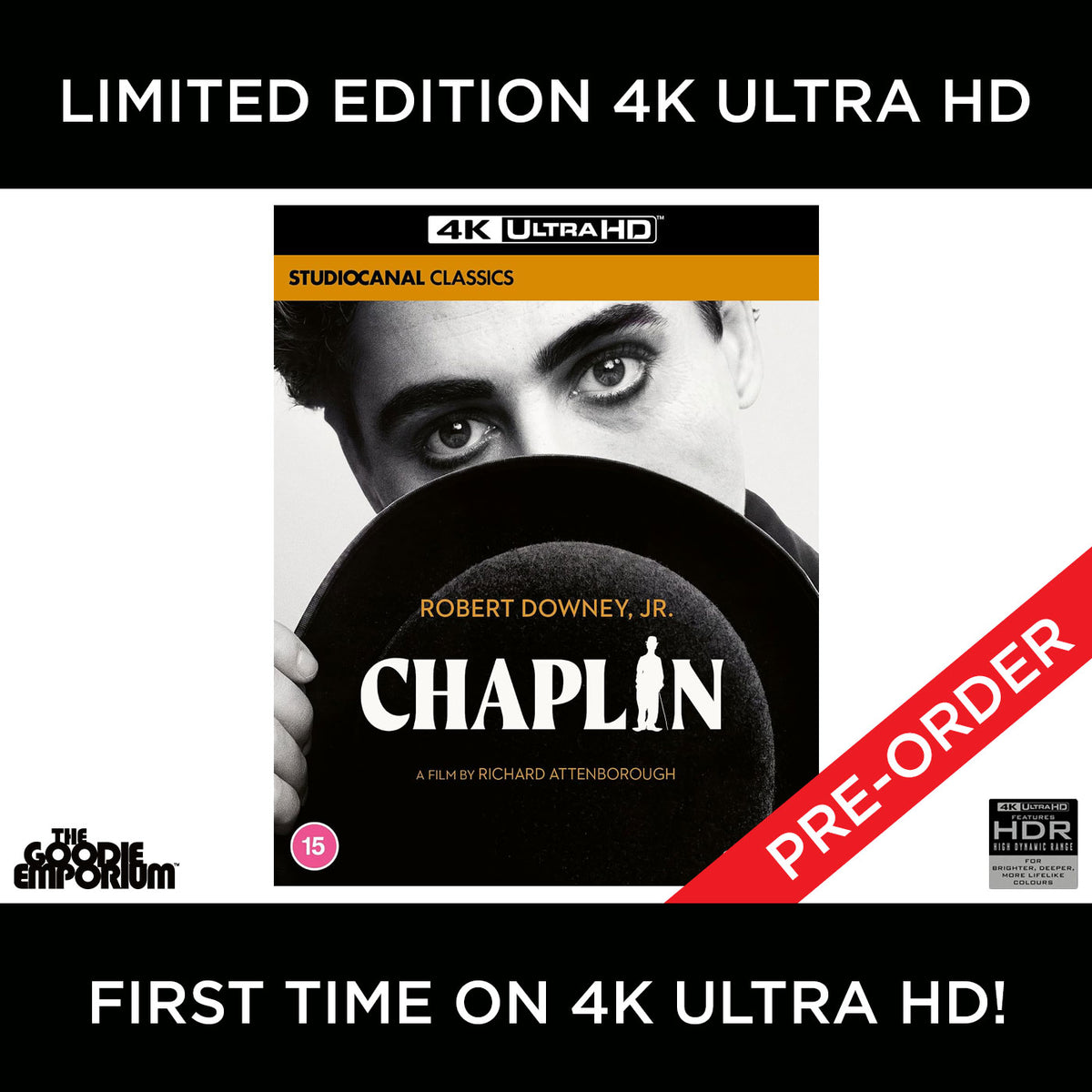 Chaplin 4K Ultra HD Blu-ray Studio Canal 1992 Robert Downey Jr