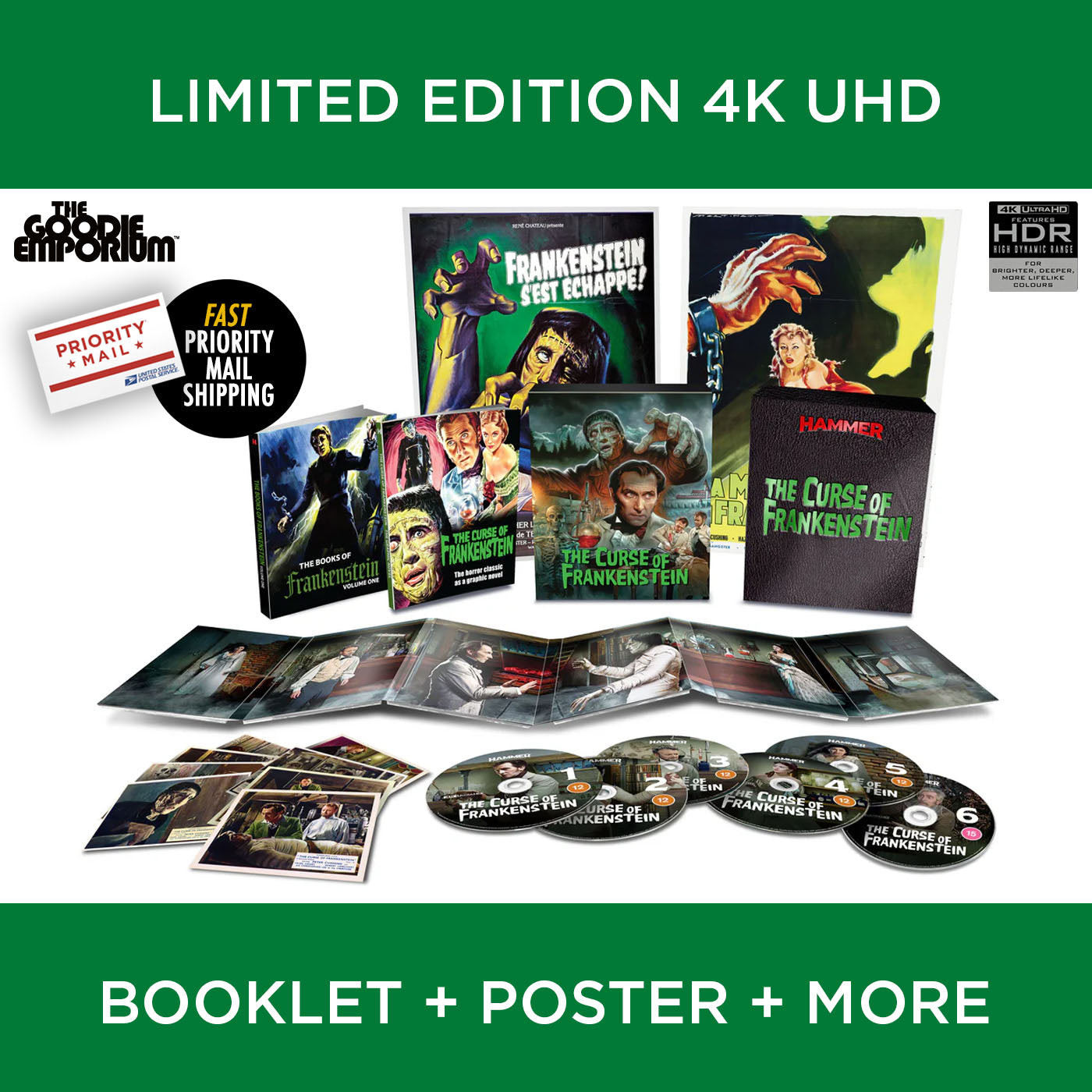 The Curse of Frankenstein 4K Ultra HD 1957 Blu-ray Hammer Films Peter Cushing
