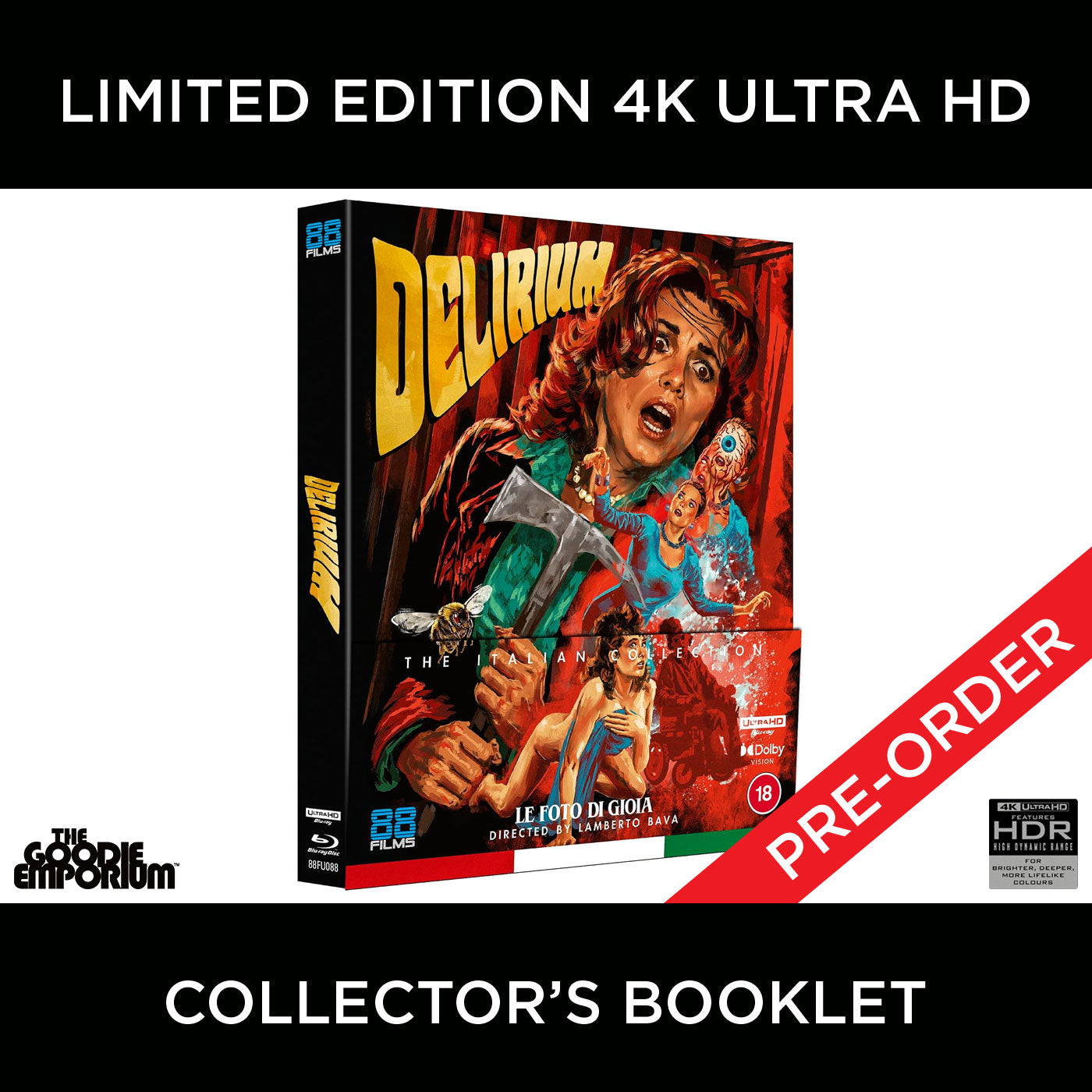 Delirium 4K Ultra HD 1987 Blu-ray 88 Films Lamberto Bava Photos of Gioia Le foto di Gioia