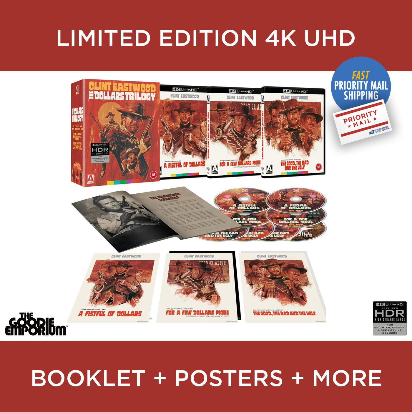Dollars Trilogy 4K Ultra HD Blu-ray Arrow Fistful Few More The Good, The Bad and The Ugly