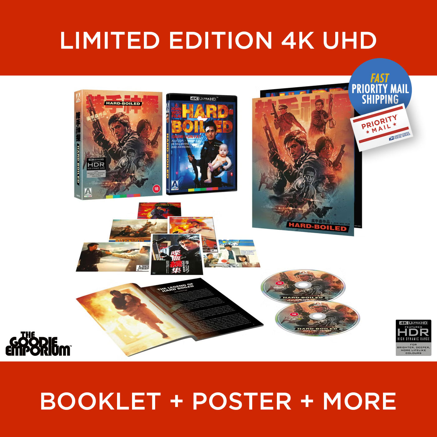 Hard Boiled 4K Ultra HD 1992 Blu-ray Arrow John Woo Chow Yun Fat Tony Leung