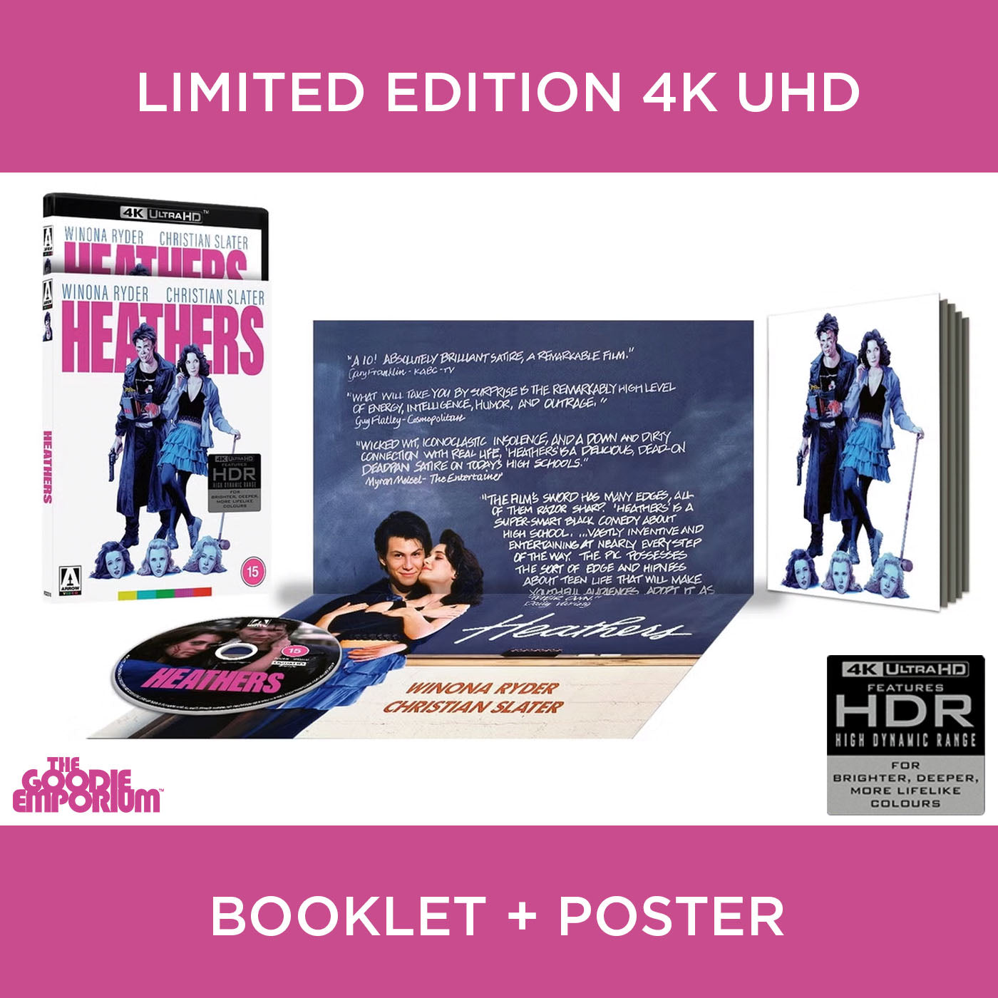 Heathers UHD 4K Ultra HD Blu-ray 1988 Arrow Christian Slater Winona Ryder