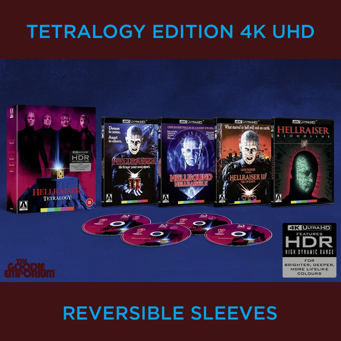 Hellraiser Collection 4K Ultra HD Blu-ray Tetralogy 2 3 4 Arrow Films II III IV