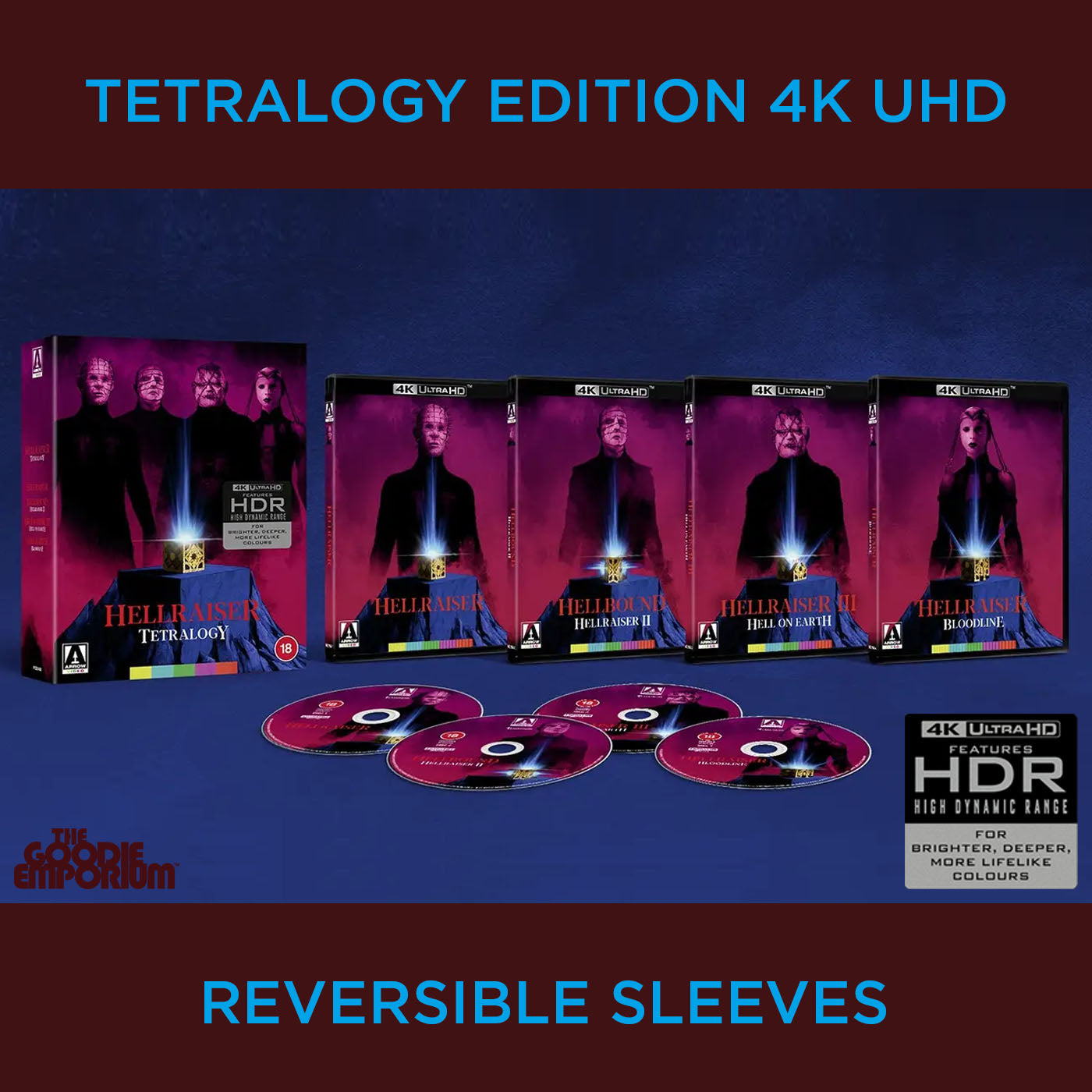 Hellraiser Collection 4K Ultra HD Blu-ray Tetralogy 2 3 4 Arrow Films II III IV