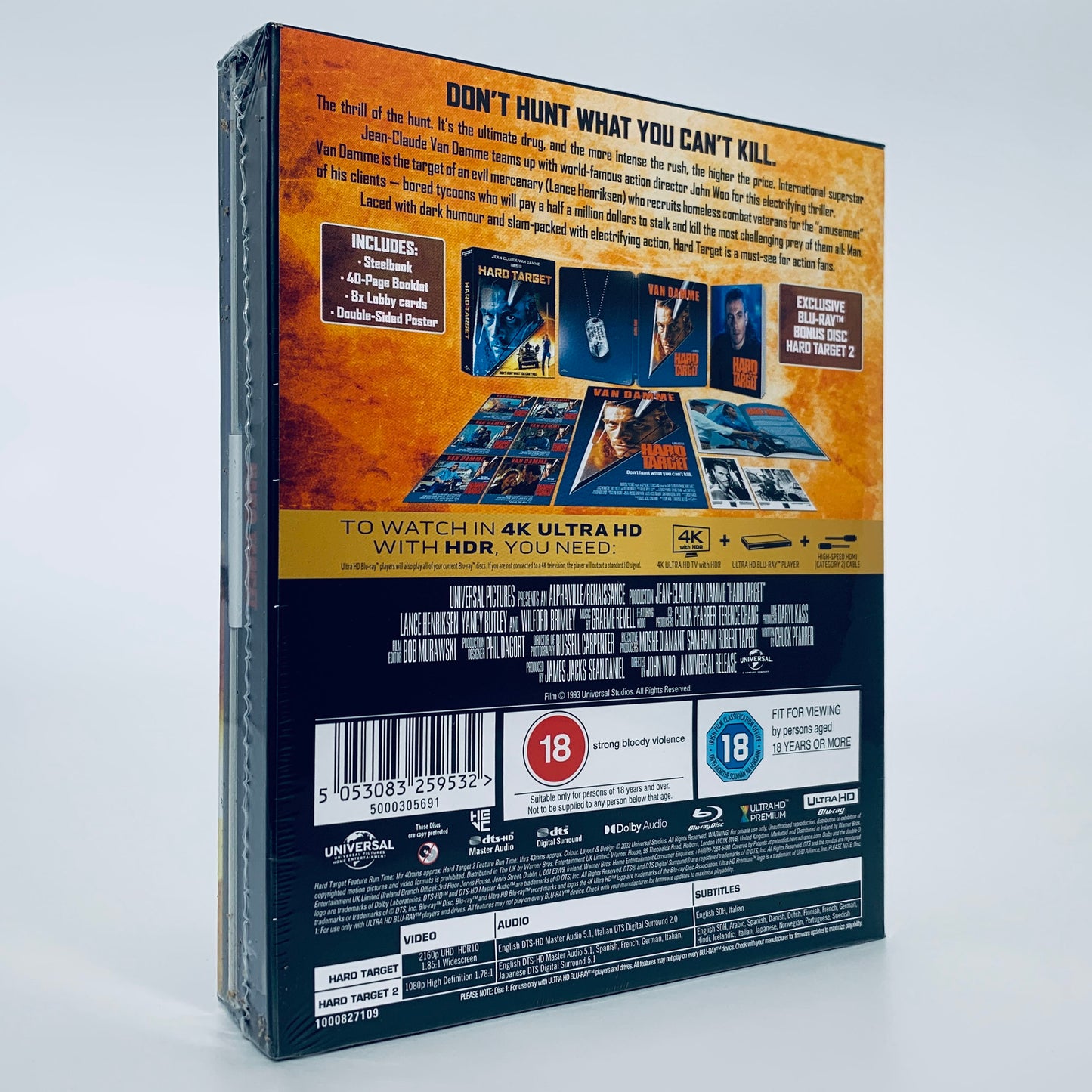 Hard Target Jean-Claude Van Damme Steel Book John Woo 2 II Scott Adkins 4K UHD Blu-ray Steelbook Universal