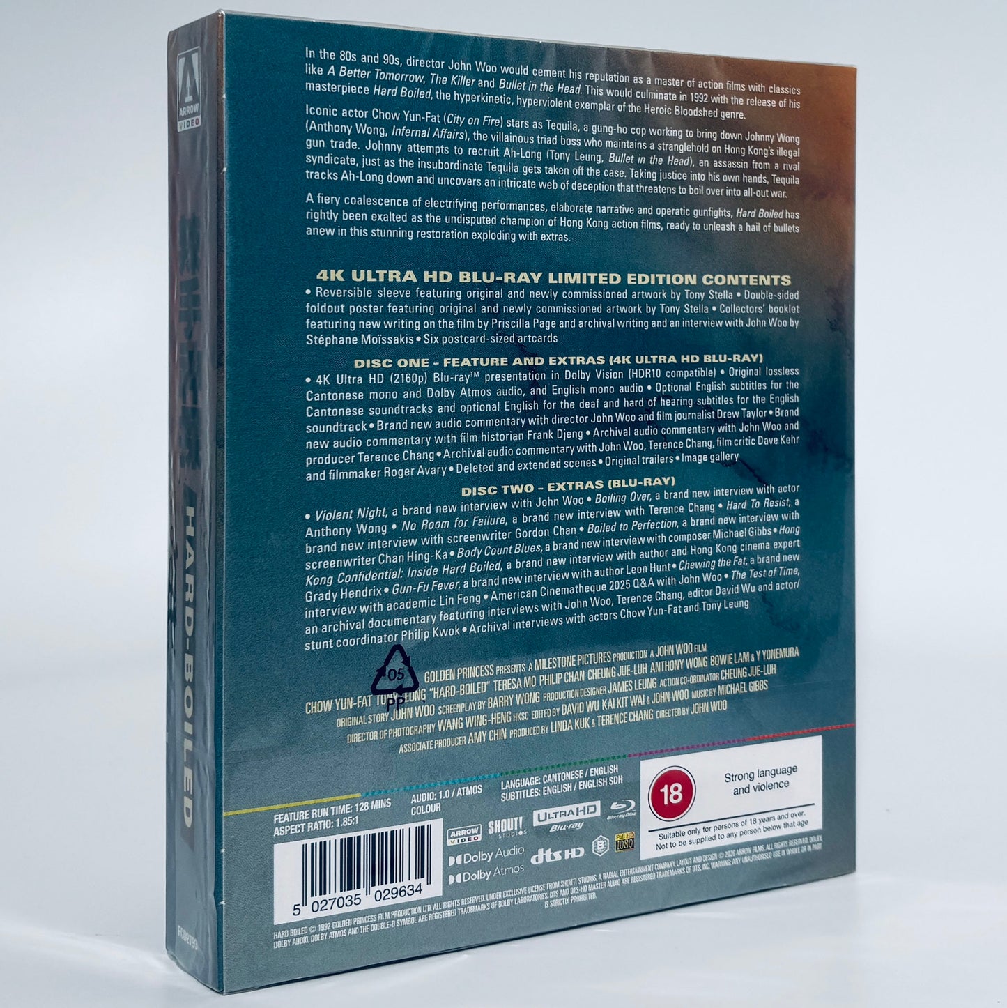 Hard Boiled 4K Ultra HD 1992 Blu-ray Arrow John Woo Chow Yun Fat Tony Leung