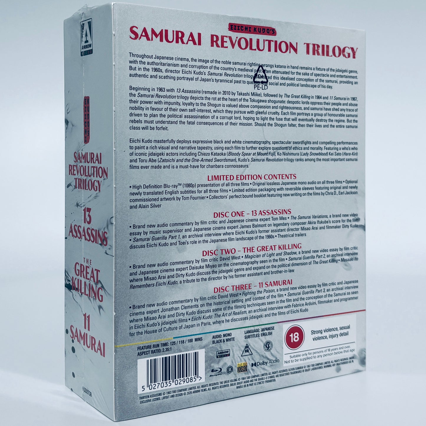 Eiichi Kudo's Samurai Revolution Trilogy Blu-ray Arrow 13 Assassins The Great Killing 11 Samurai
