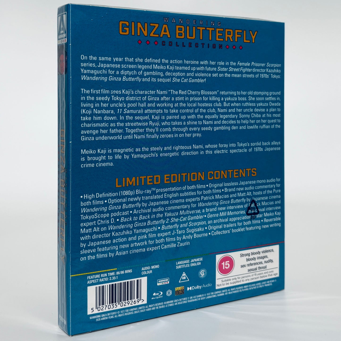 Wandering Ginza Butterfly Blu-ray Arrow Collection She Cat Gambler Meiko Kaji Sonny Chiba