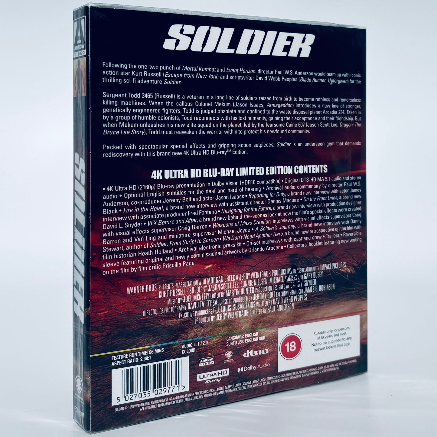 Soldier 4K Ultra HD Blu-ray 1998 Arrow Kurt Russell Jason Scott Lee