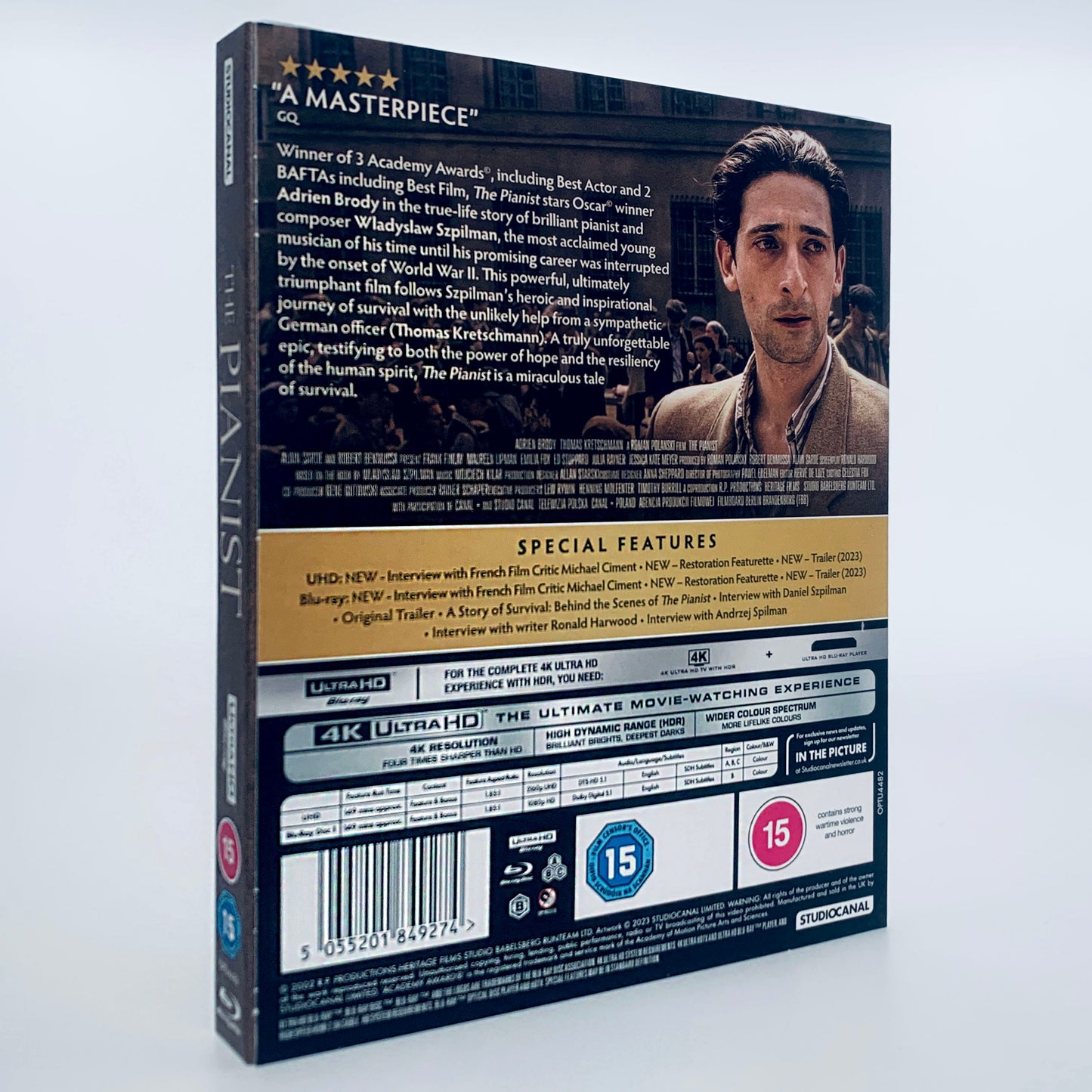 The Pianist 4K Ultra HD Adrien Brody Roman Polanski Blu-ray Studio Canal UK