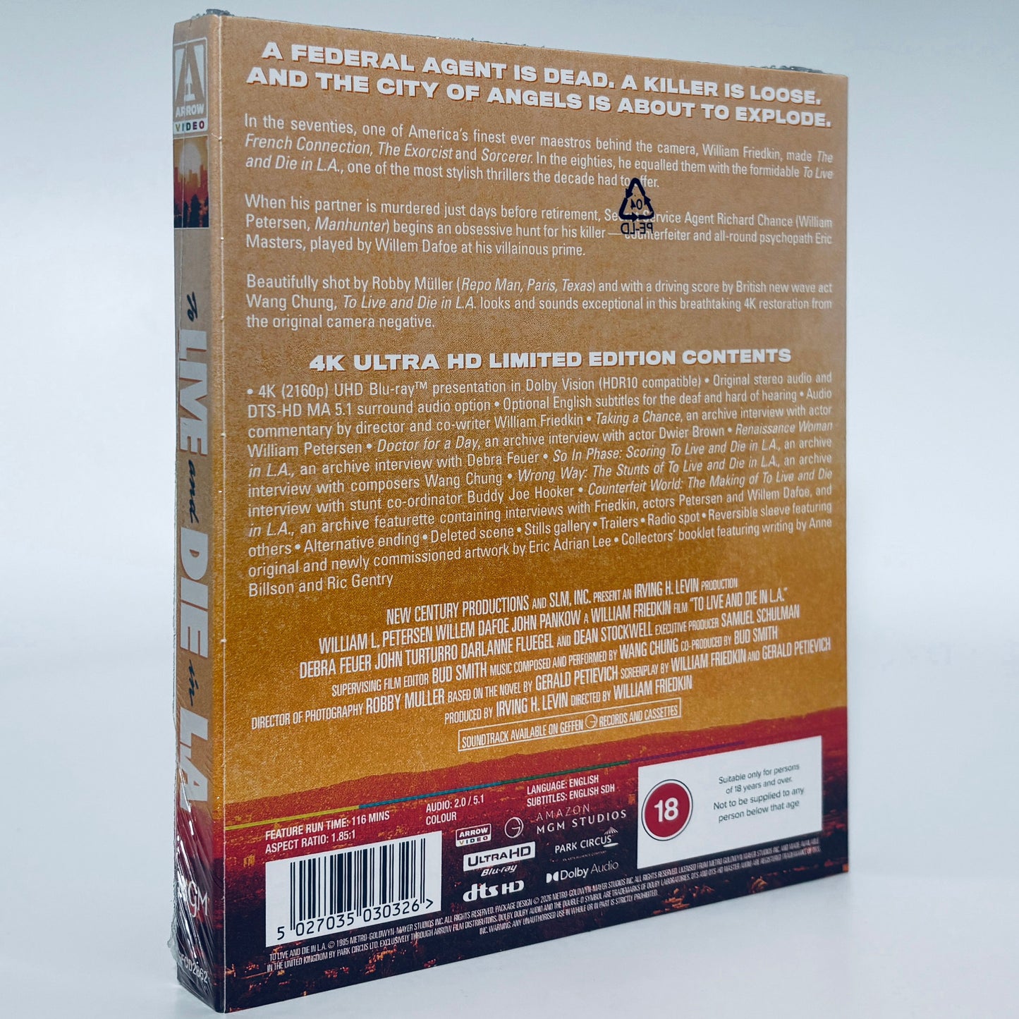 To Live and Die in L.A. 4K Ultra HD Blu-ray Arrow LA & William Friedkin William L. Petersen Willem Dafoe