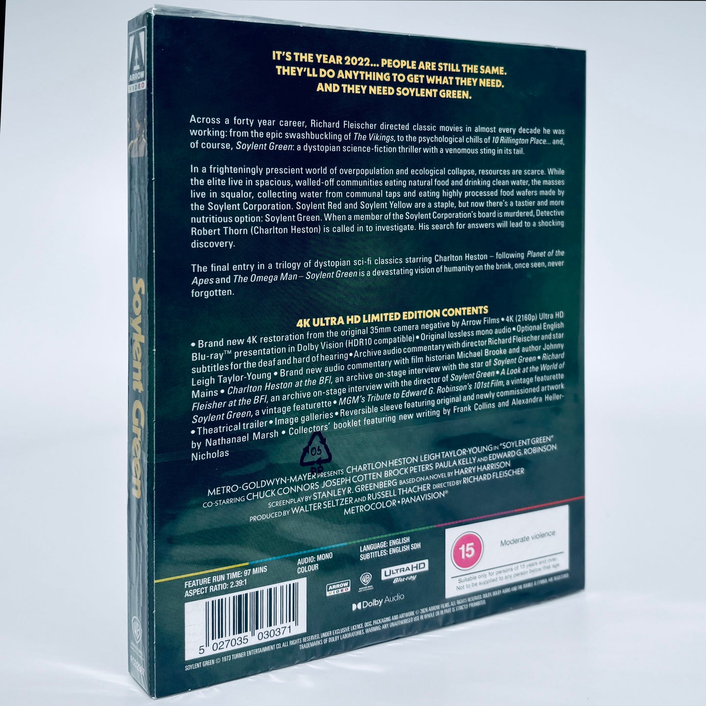 Soylent Green 4K Ultra HD Blu-ray Arrow 1973 Richard Fleischer Charlton Heston