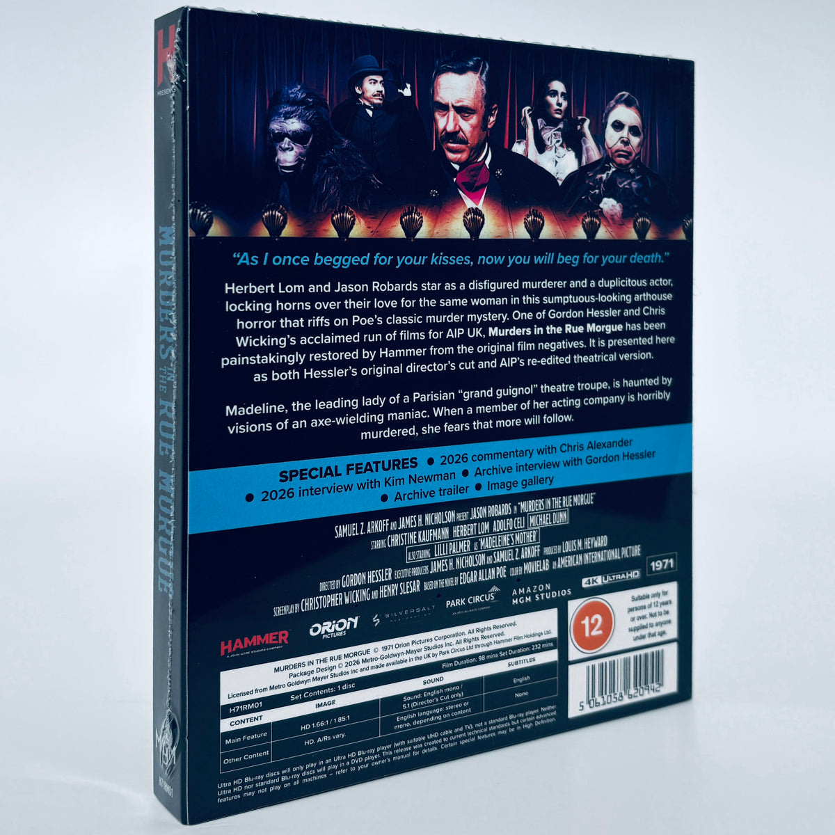 Murders in the Rue Morgue 4K Ultra HD 1971 Blu-ray Hammer Films Gordon Hessler Jason Robards