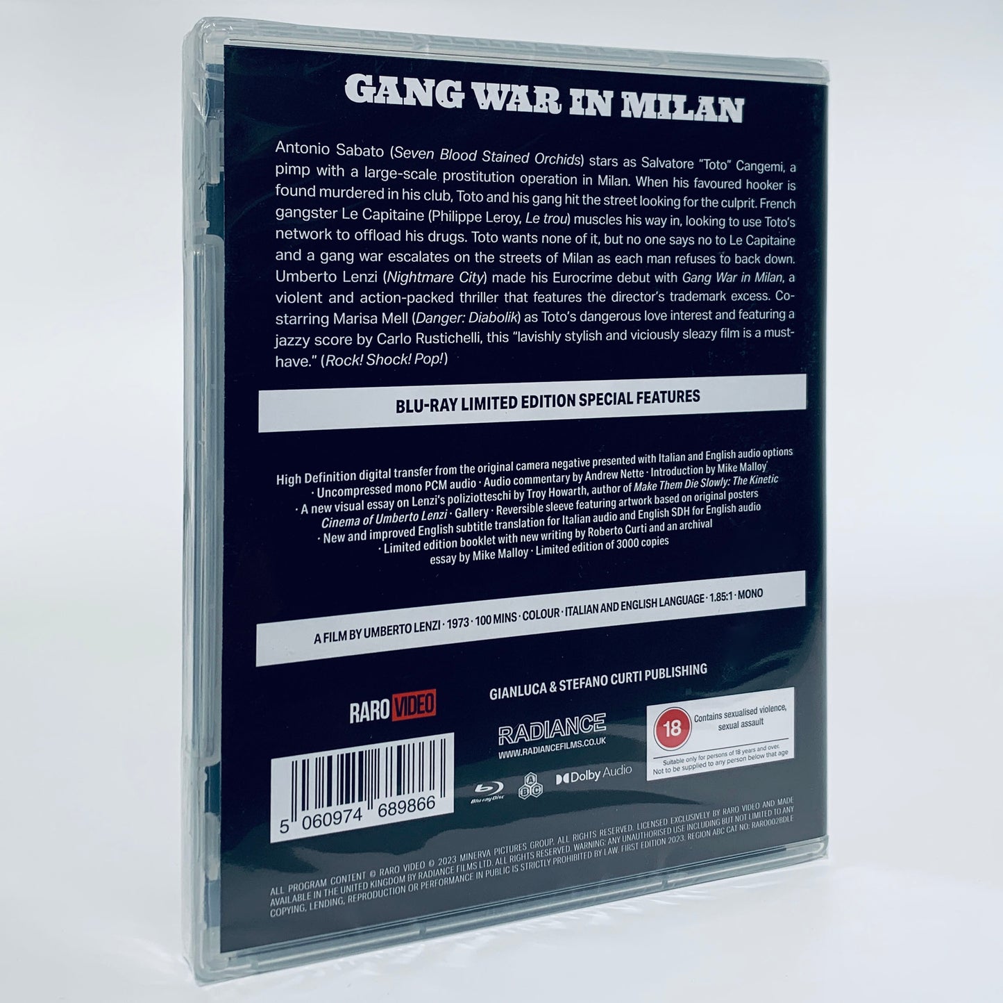 Gang War in Milan Umberto Lenzi Limited Edition Blu-ray Raro Video Radiance Milano rovente
