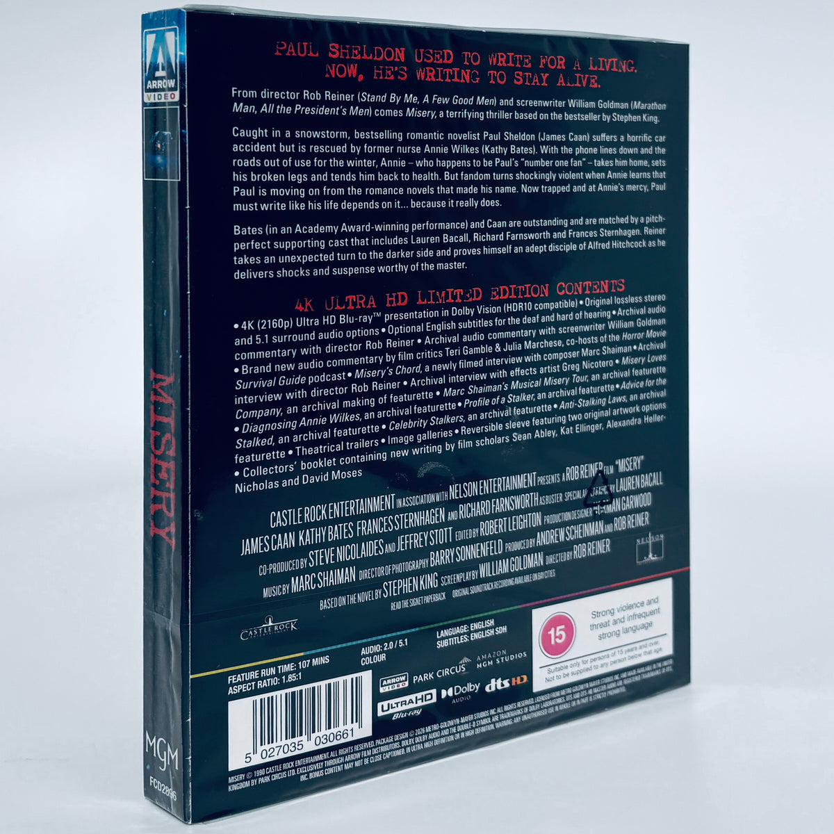 Misery 4K Ultra HD Blu-ray 1990 Arrow Rob Reiner James Caan Kathy Bates