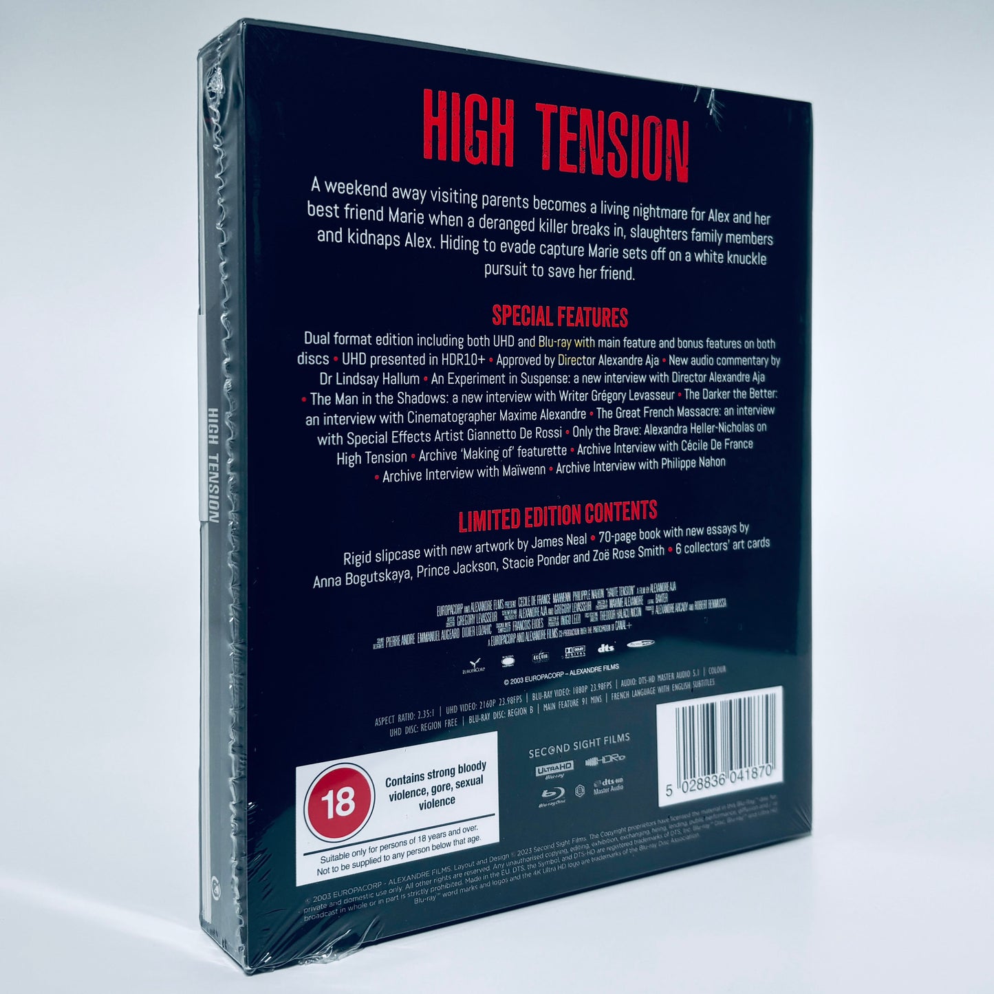 High Tension Alexandre Aja Haute 4K Ultra HD Second Sight Limited Blu-ray
