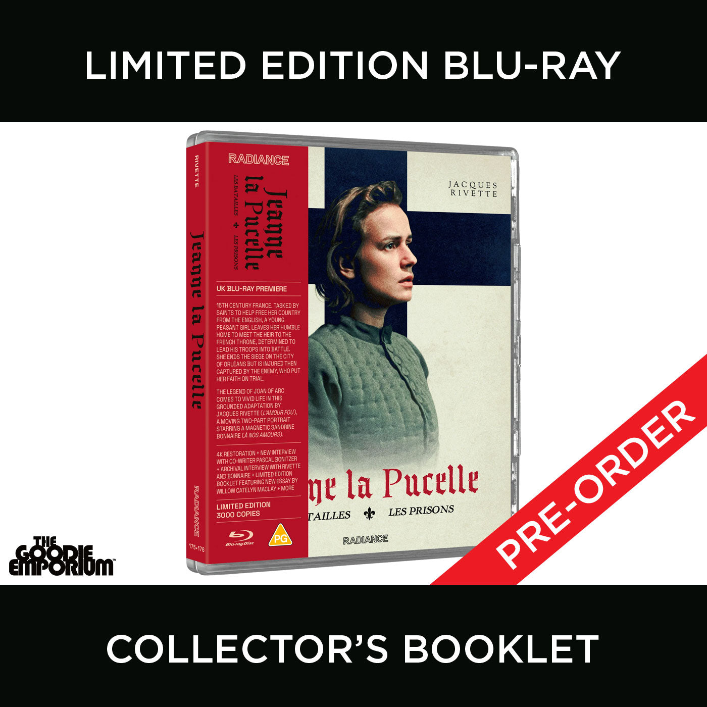 Jeanne la pucelle Blu-ray 1994 Radiance Joan the Maid Jacques Rivette Sandrine Bonnaire Joan of Arc
