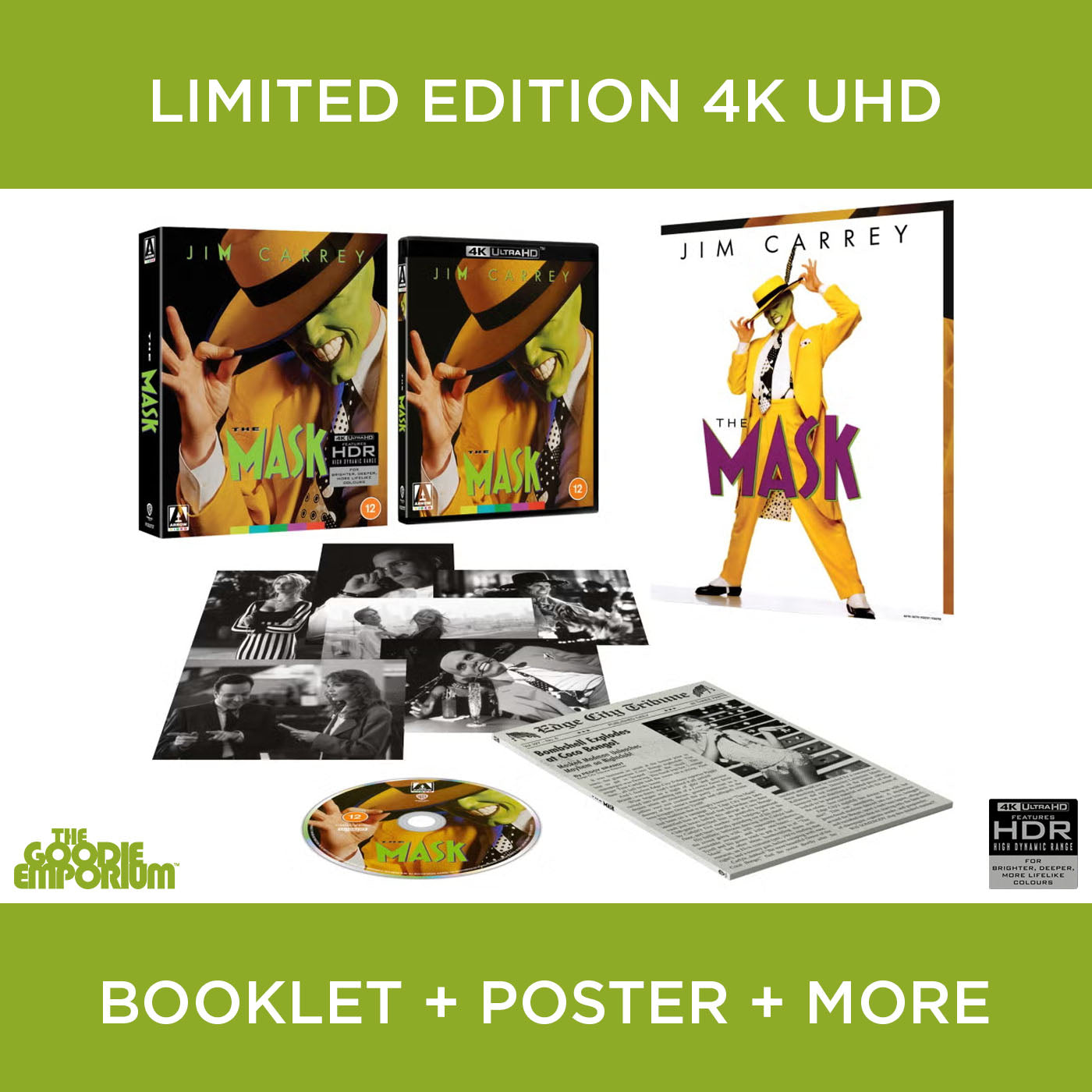 The Mask 4K Ultra HD 1994 Blu-ray Arrow Jim Carrey Cameron Diaz Poster