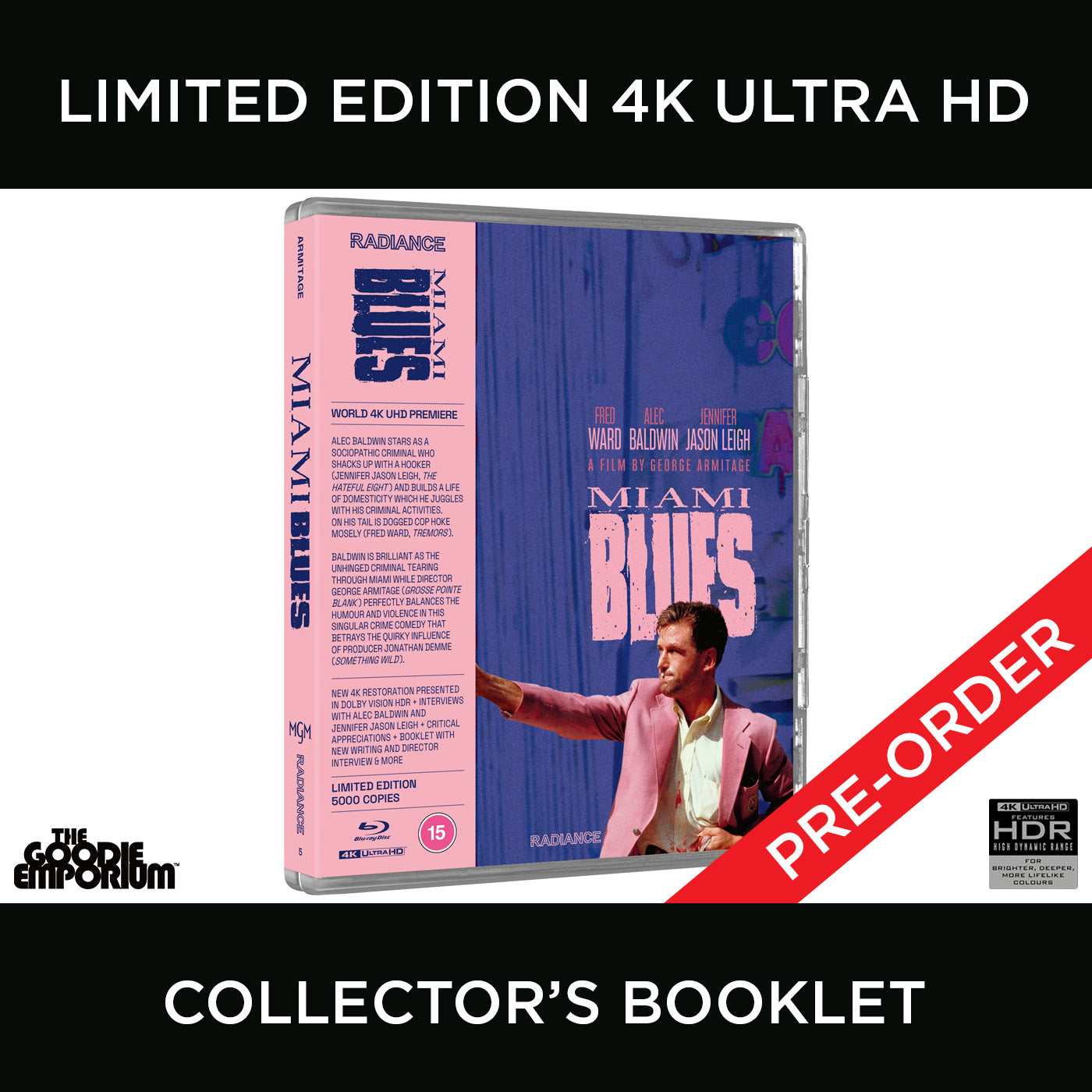 Miami Blues 4K Ultra HD Blu-ray Radiance UHD George Armitage Fred Ward Alec Baldwin Jennifer Jason Leigh