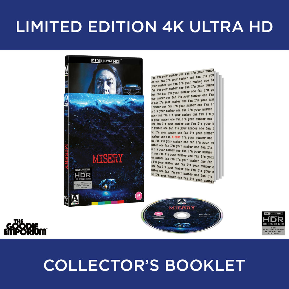 Misery 4K Ultra HD Blu-ray 1990 Arrow Rob Reiner James Caan Kathy Bates
