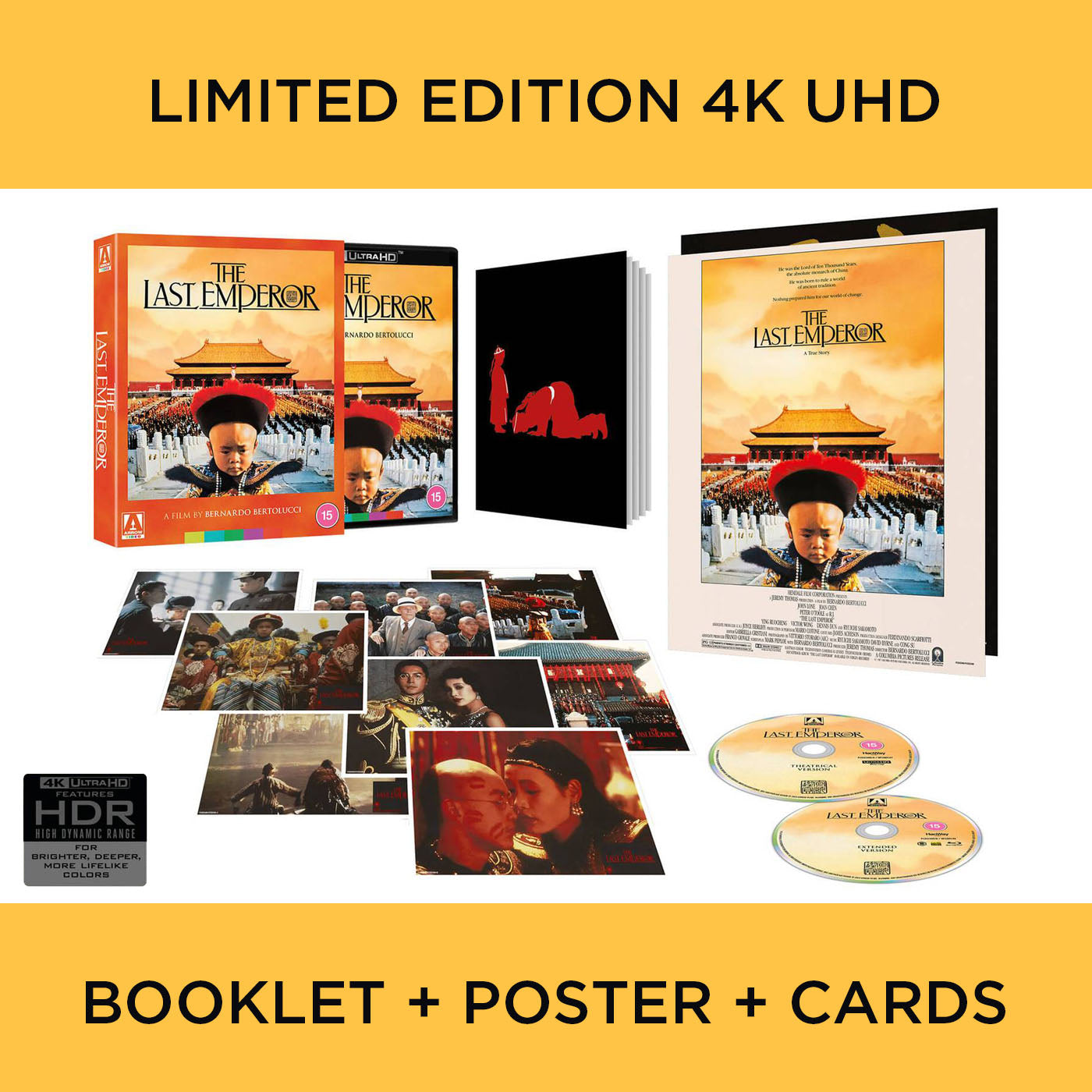 The Last Emperor 4K UHD Blu-ray Arrow Films UK Ultra HD Bernardo Bertolucci John Lone