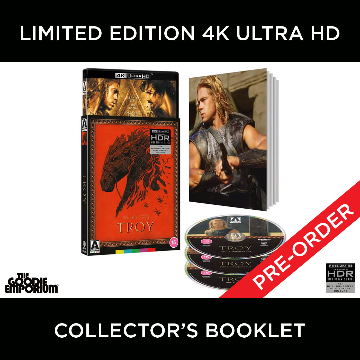 Troy 4K Ultra HD Blu-ray 2004 Arrow Wolfgang Petersen Brad Pitt Eric Bana Orlando Bloom