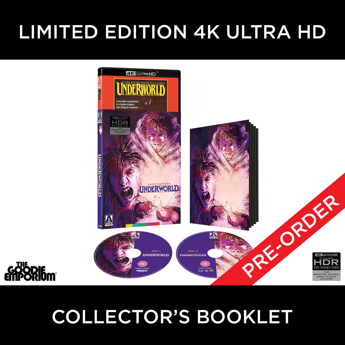 Underworld Transmutations 4K Ultra HD Blu-ray 1985 Arrow Clive Barker George Pavlou