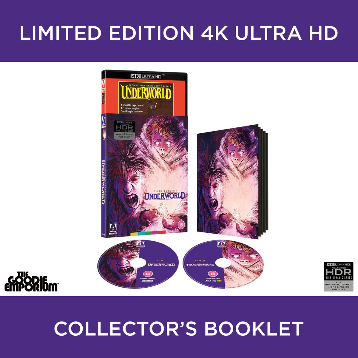 Underworld Transmutations 4K Ultra HD Blu-ray 1985 Arrow Clive Barker George Pavlou